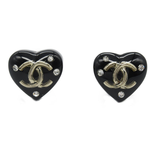 Chanel Heart Earrings Plastic Gold