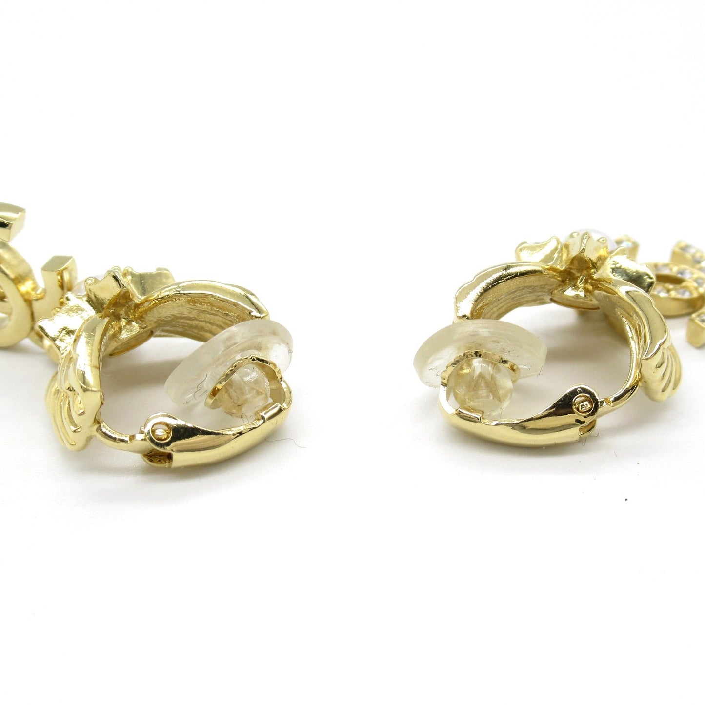 Chanel Coco Mark Earrings Gold Plated Stone