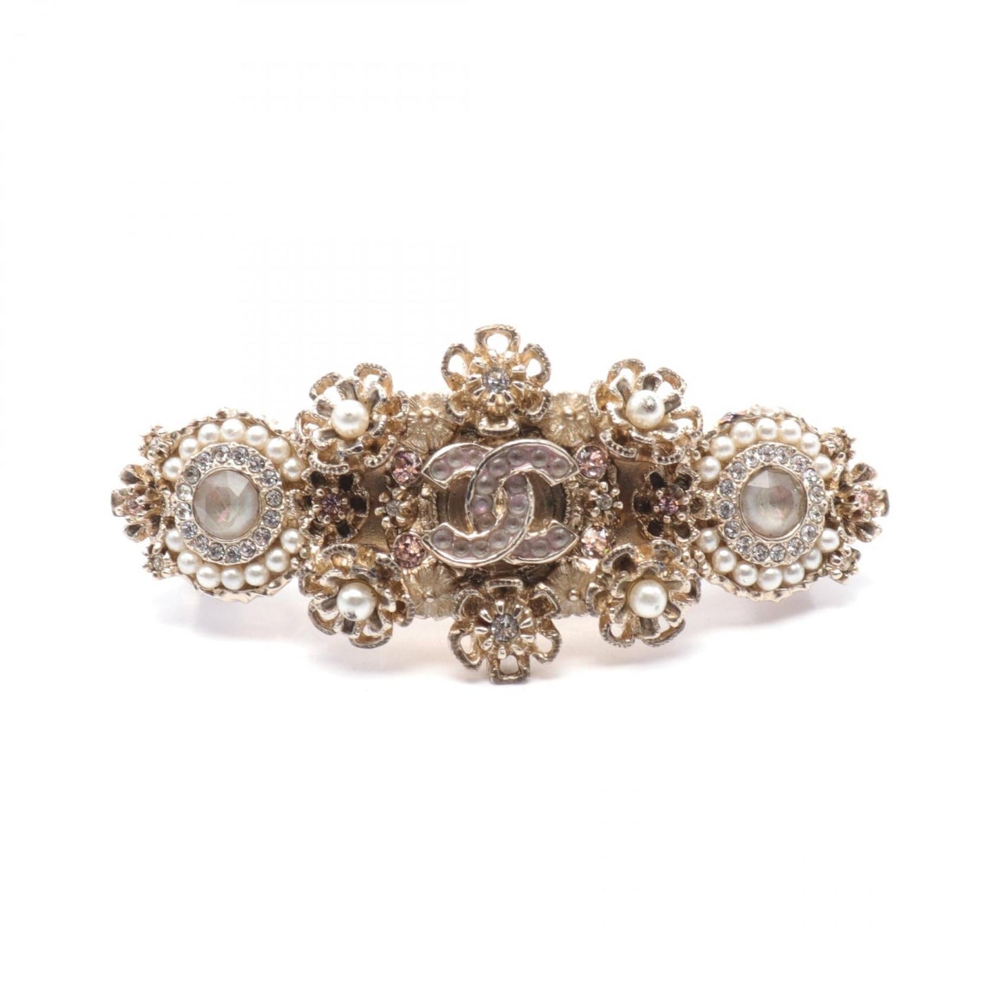 Chanel Coco Mark Barrette Gold Plated Rhinestone