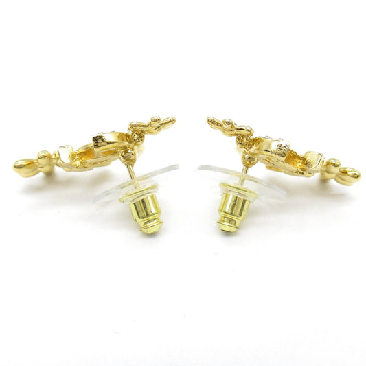 Chanel Coco Mark Earrings Gold Plated Stone