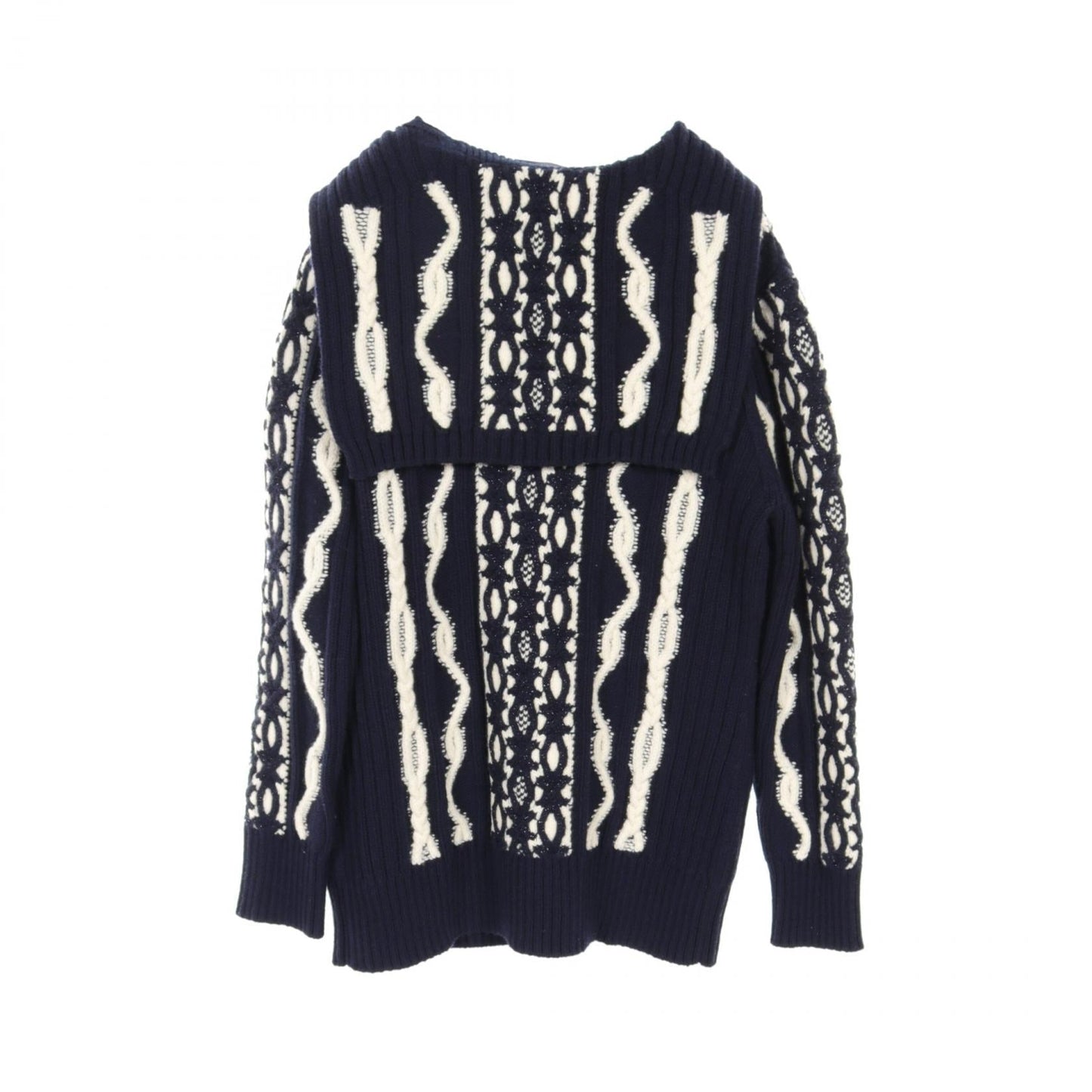 Chanel Wool Cashmere Cardigan Navy/White