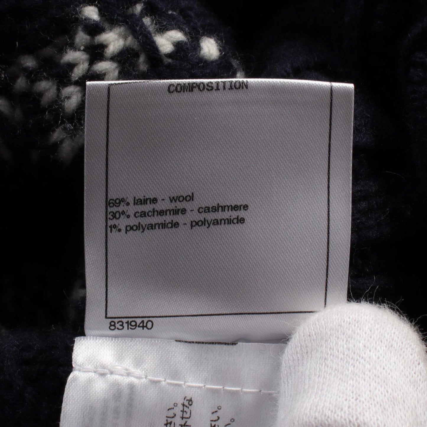 Chanel Wool Cashmere Cardigan Navy/White