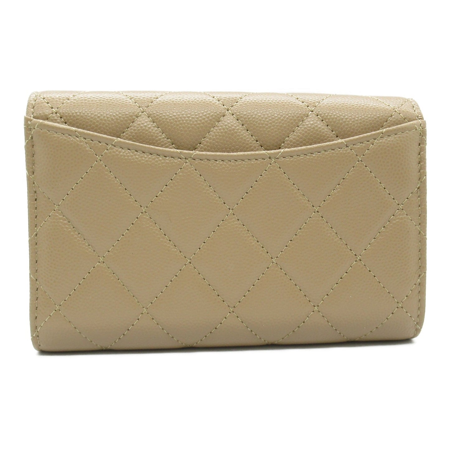 Chanel Caviar Skin Trifold Wallet Beige