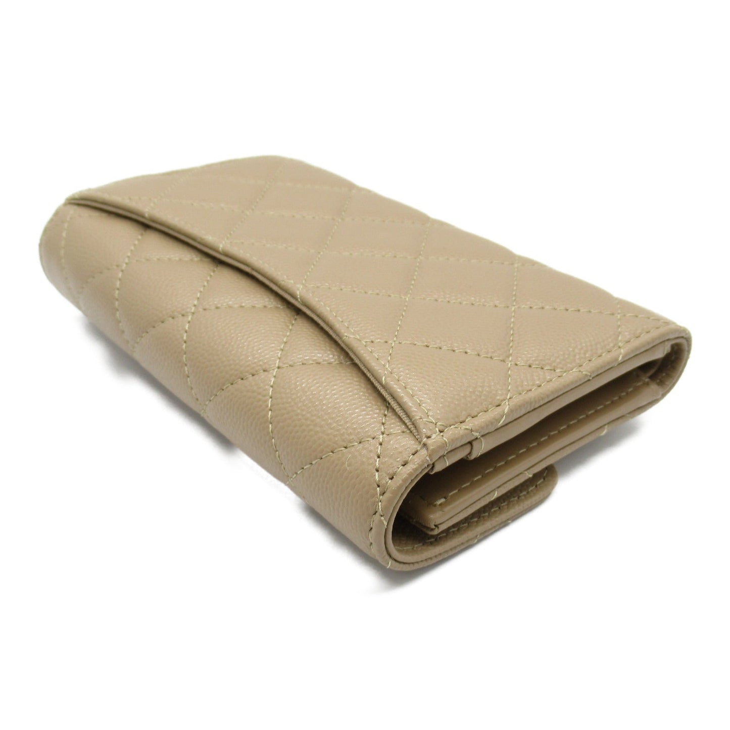 Chanel Caviar Skin Trifold Wallet Beige