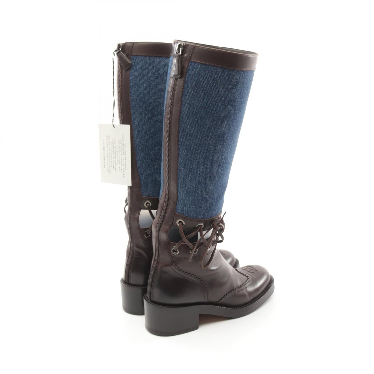 Chanel Coco Mark Denim Leather Boots