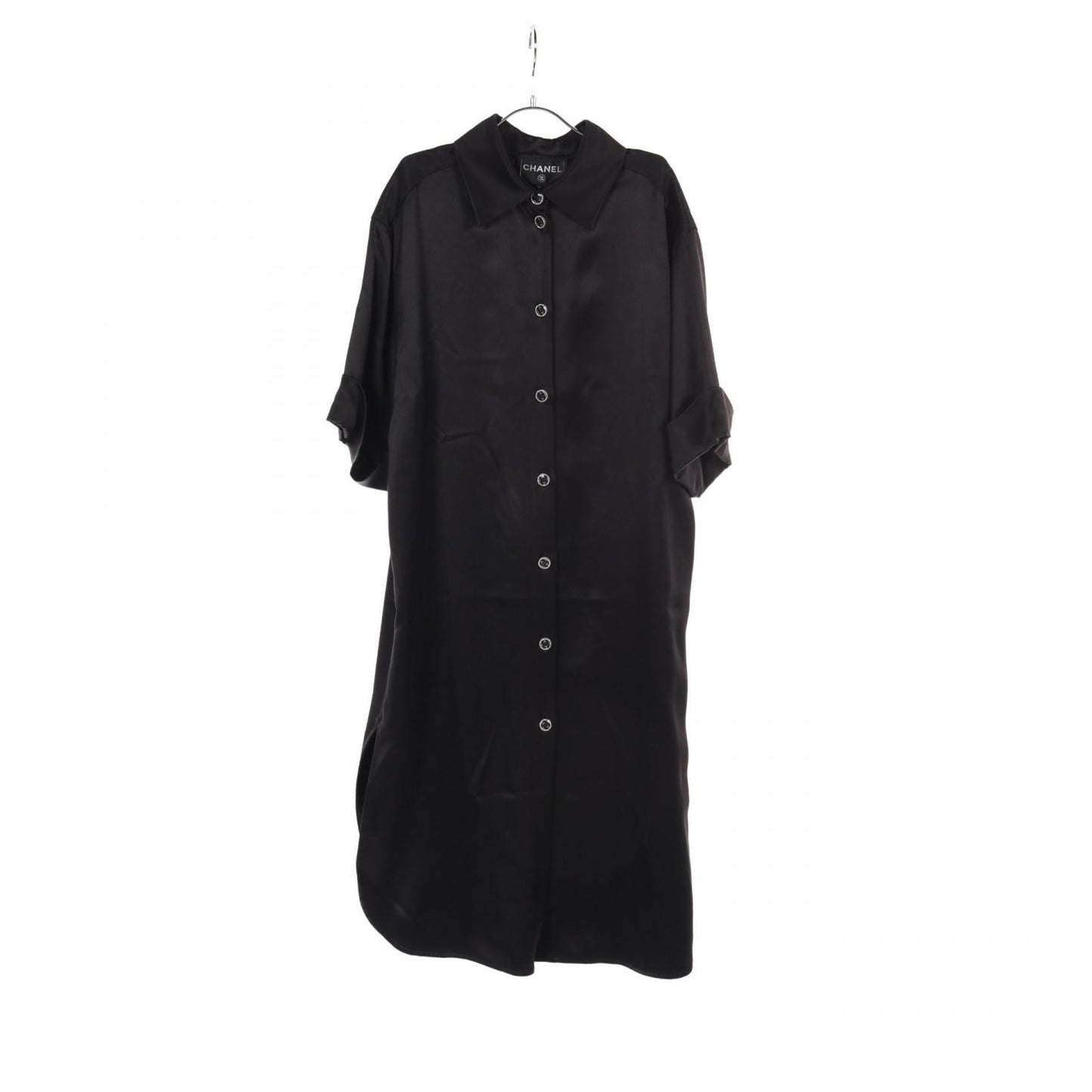 Chanel Silk Dress Coco Mark Button Black