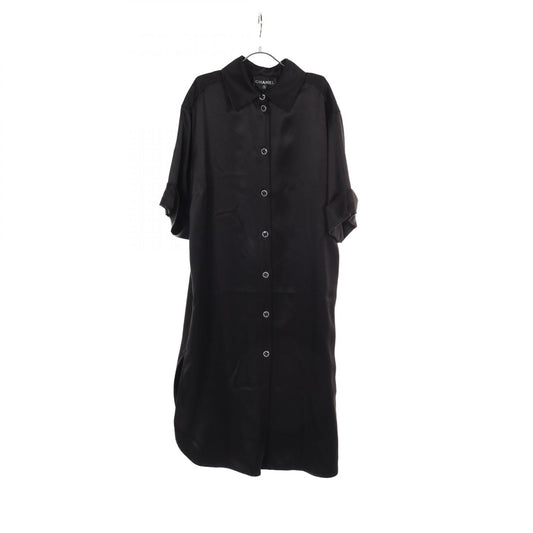 Chanel Silk Dress Coco Mark Button Black