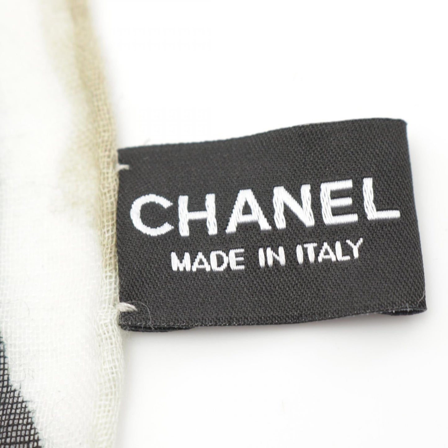 Chanel Silk Cashmere Scarf White Multicolor