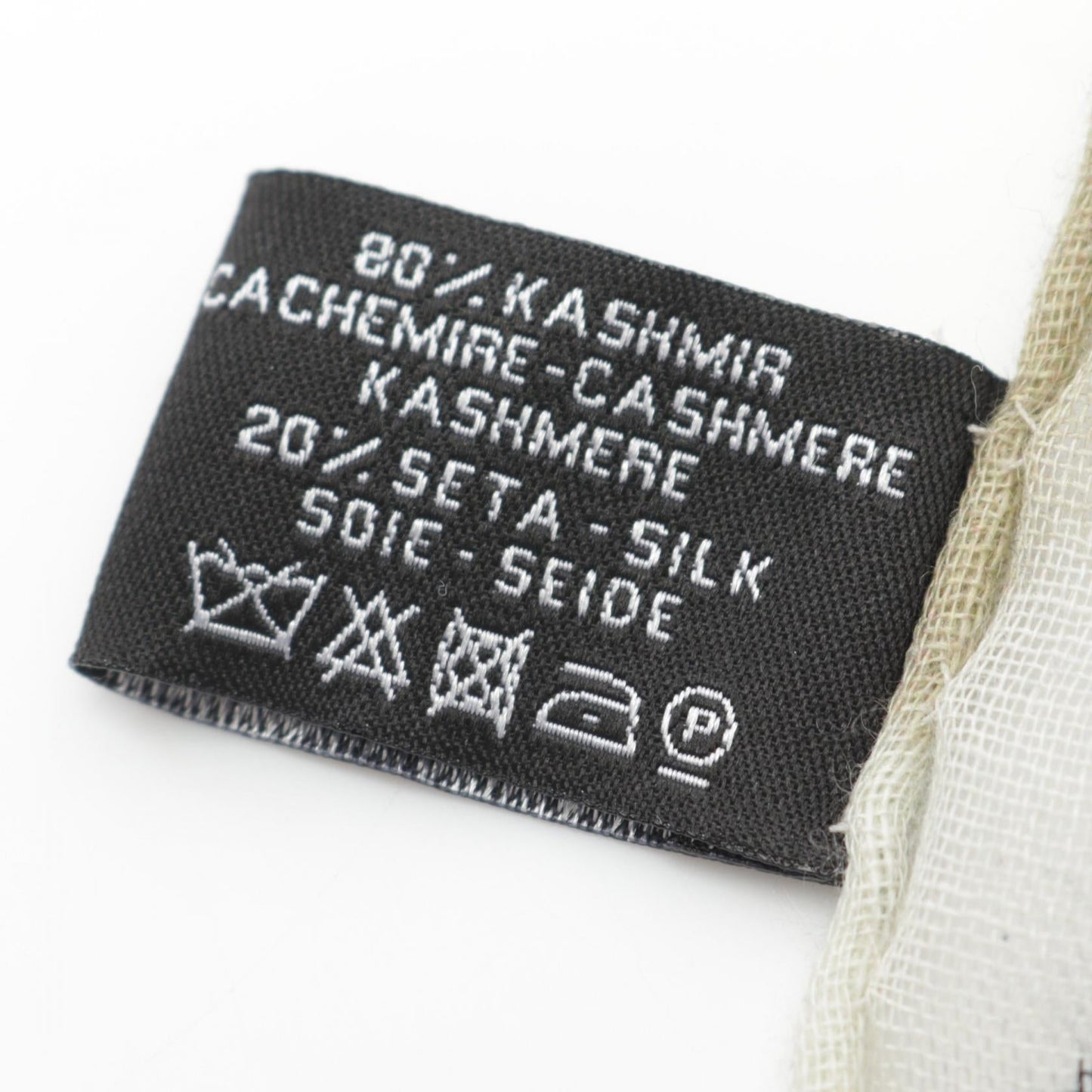 Chanel Silk Cashmere Scarf White Multicolor