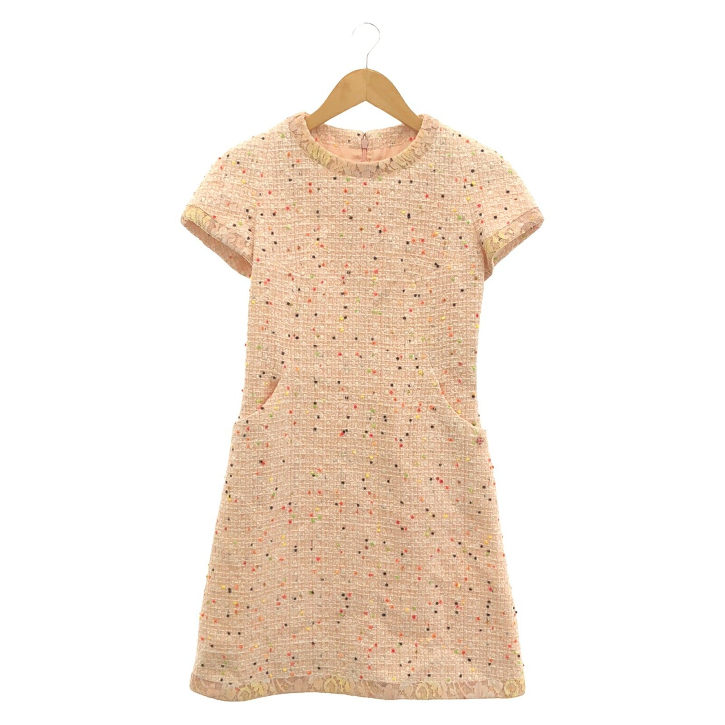 Chanel Tweed Dot Cotton Dress Pink