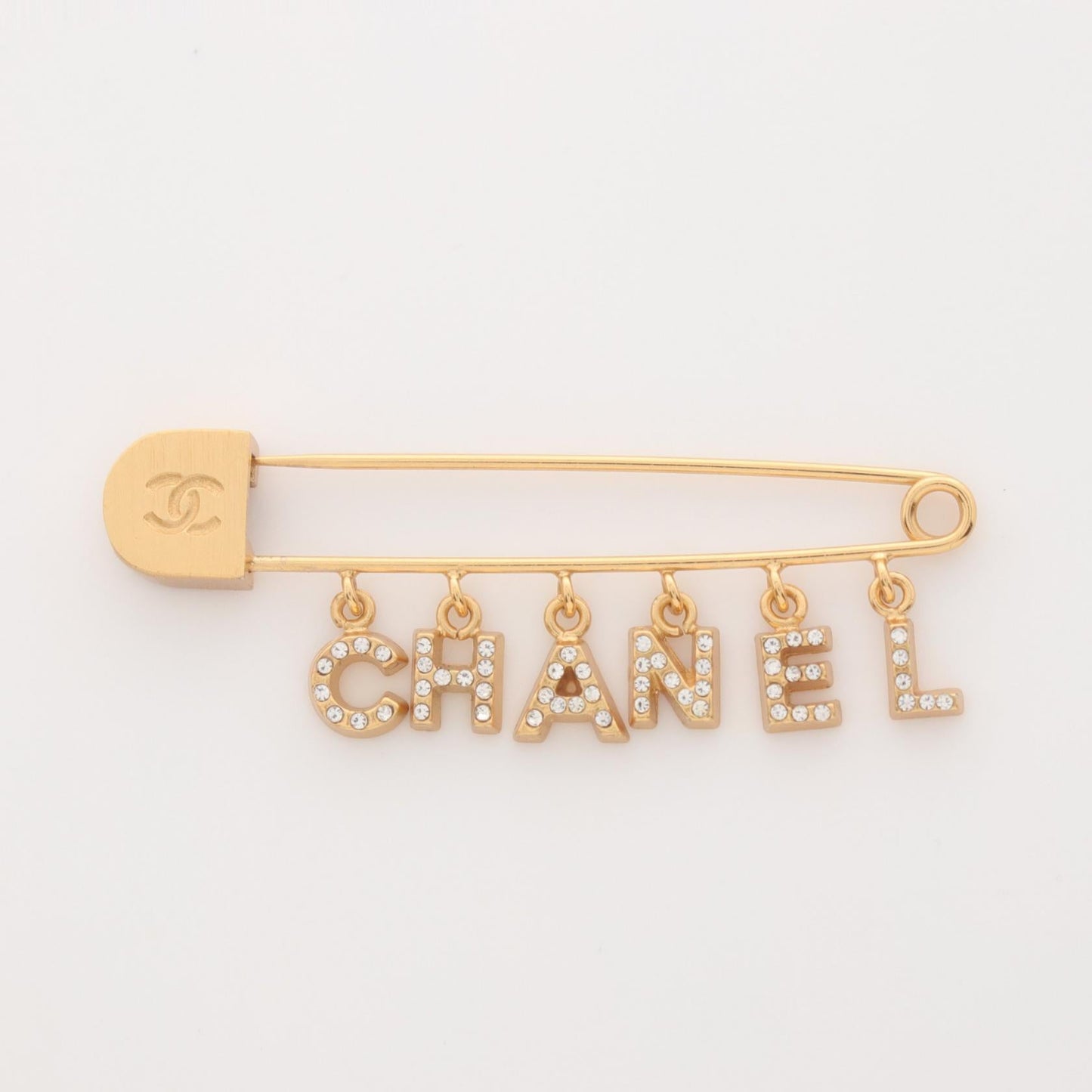 Chanel Gold Plated Rhinestone Brooch