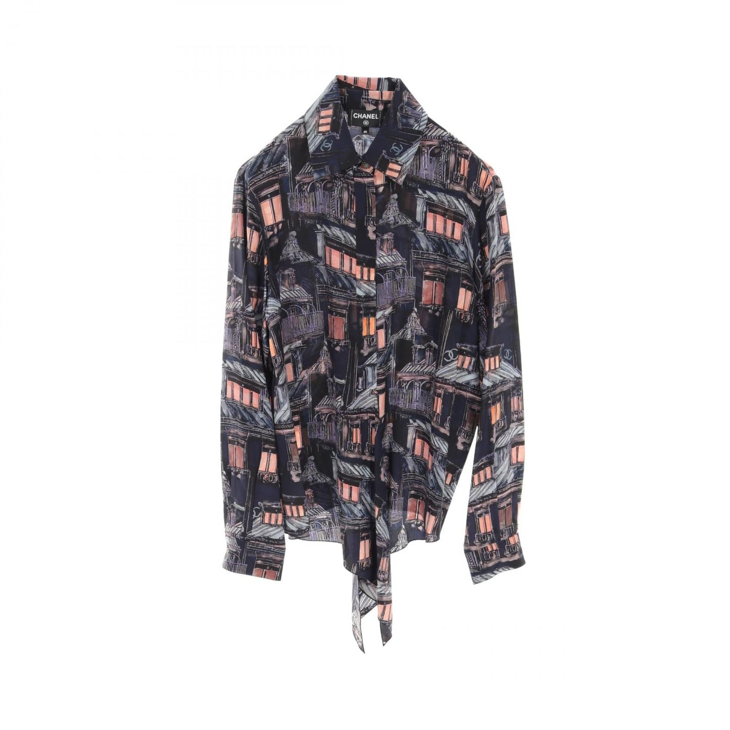 Chanel Silk Blouse Navy Multicolor