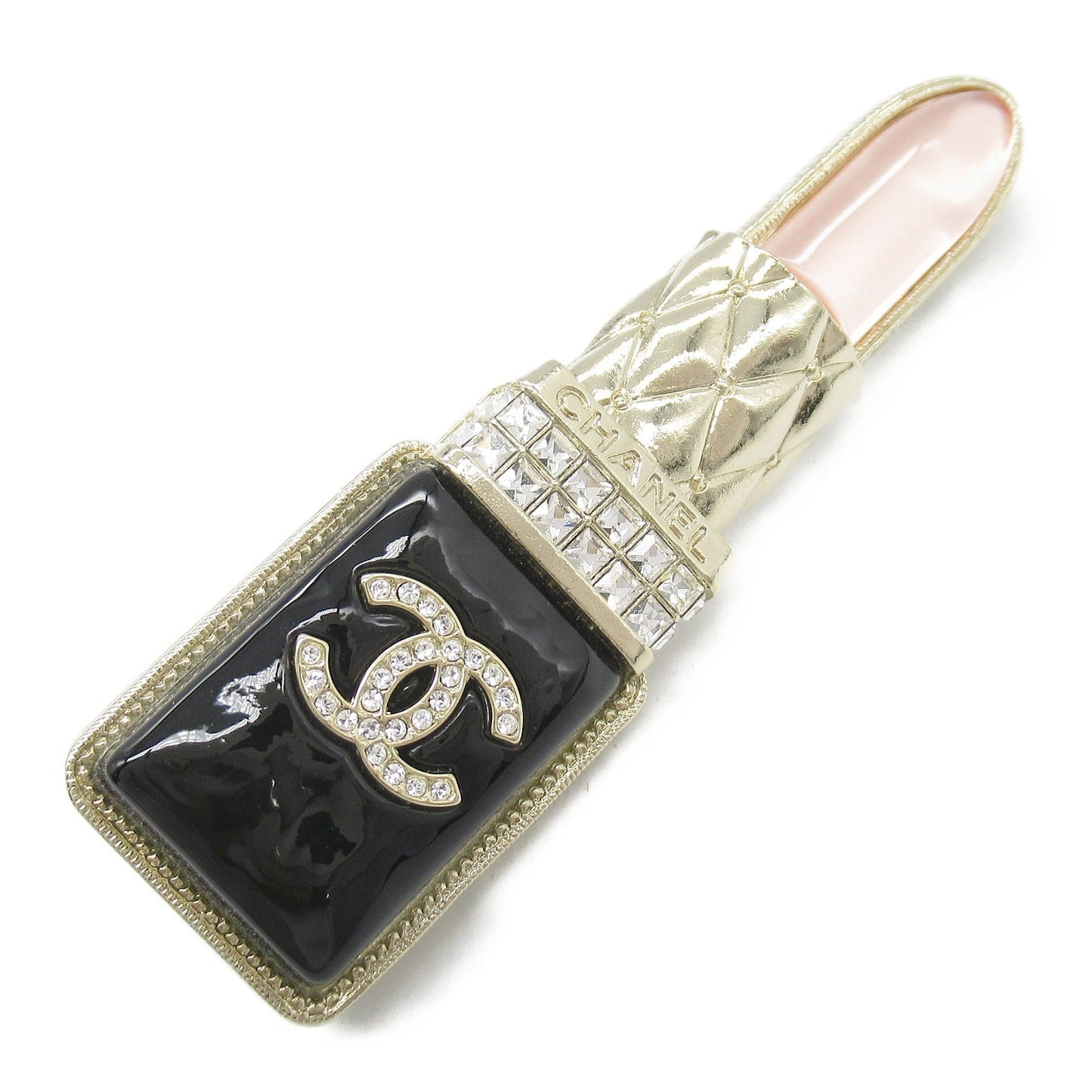 Chanel Lipstick Brooch Gold Plated Stone
