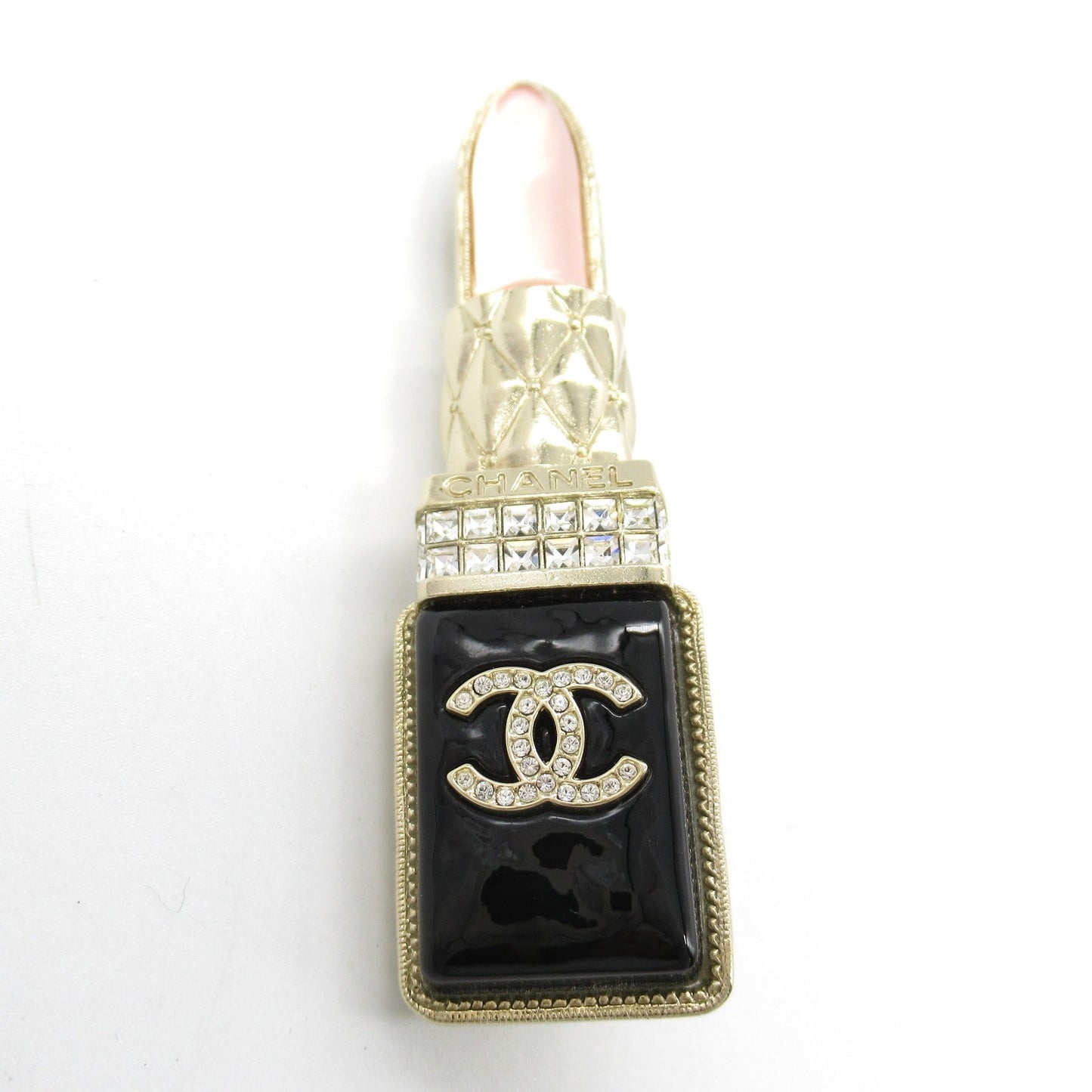 Chanel Lipstick Brooch Gold Plated Stone