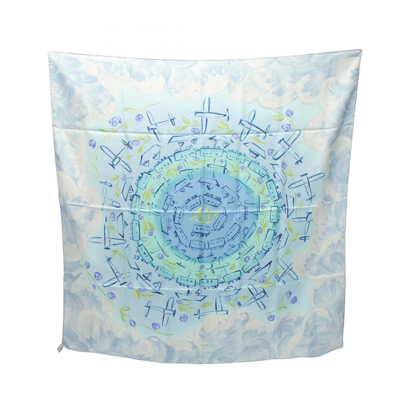 Louis Vuitton Silk Scarf Blue Multicolor