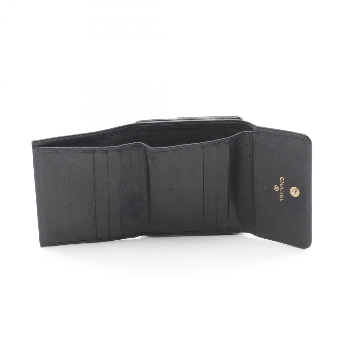 Chanel Leather Tri-Fold Wallet Black