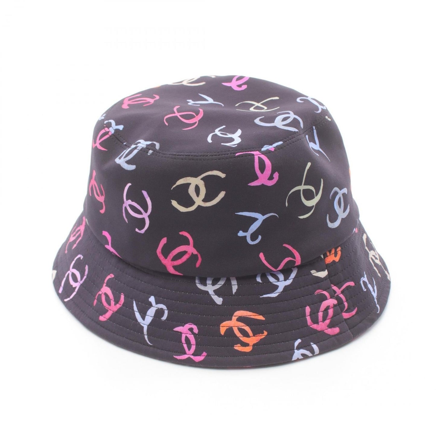 Chanel Coco Mark Fabric Hat Black Multicolor