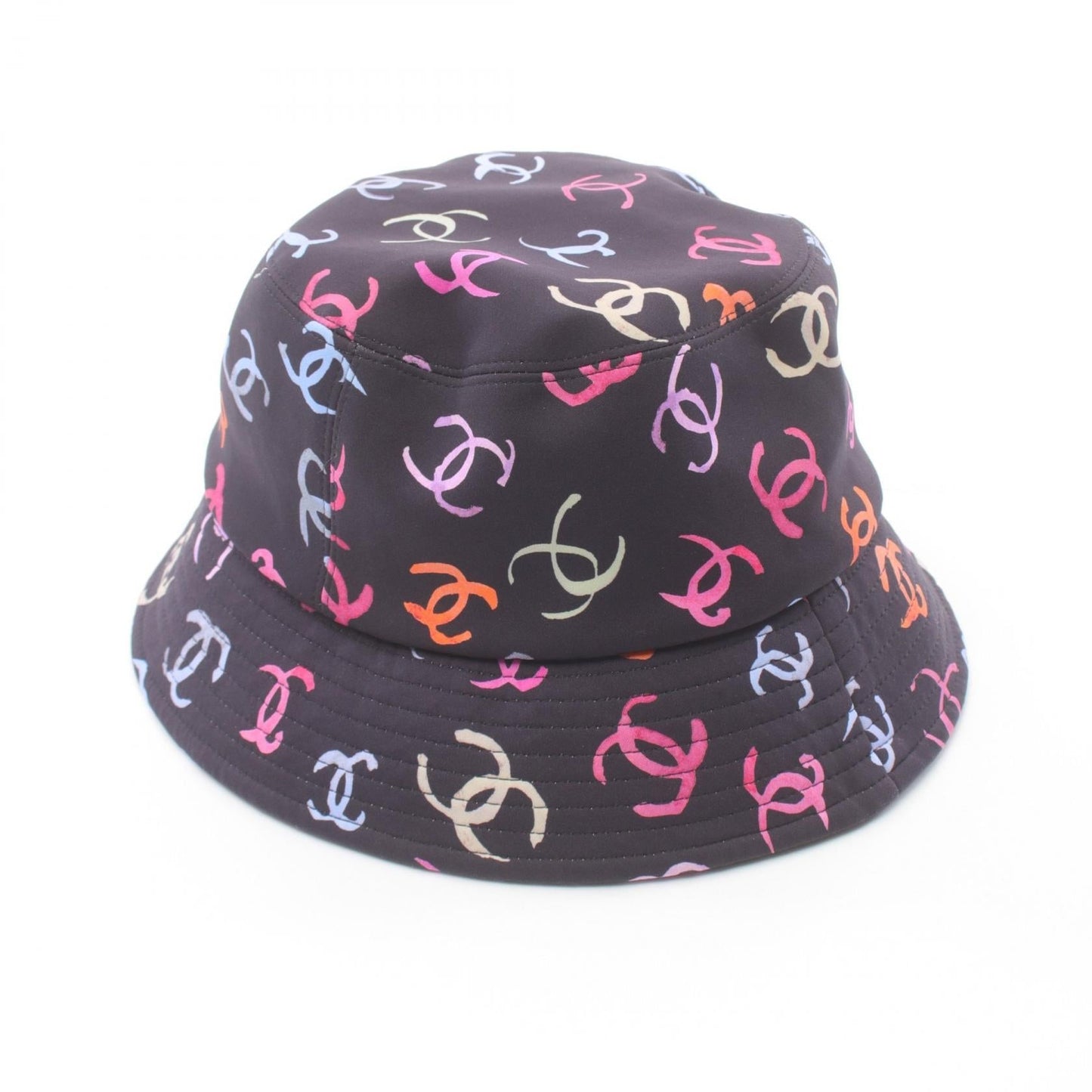 Chanel Coco Mark Fabric Hat Black Multicolor