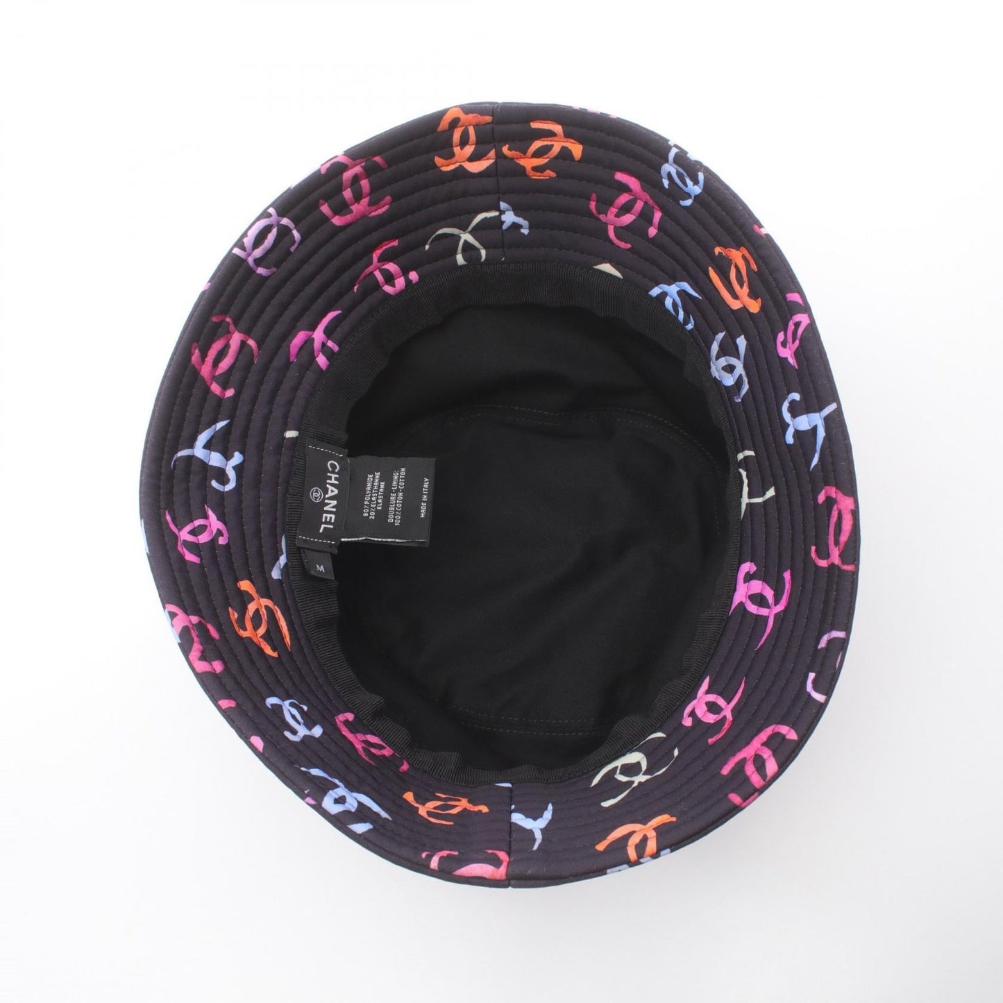 Chanel Coco Mark Fabric Hat Black Multicolor
