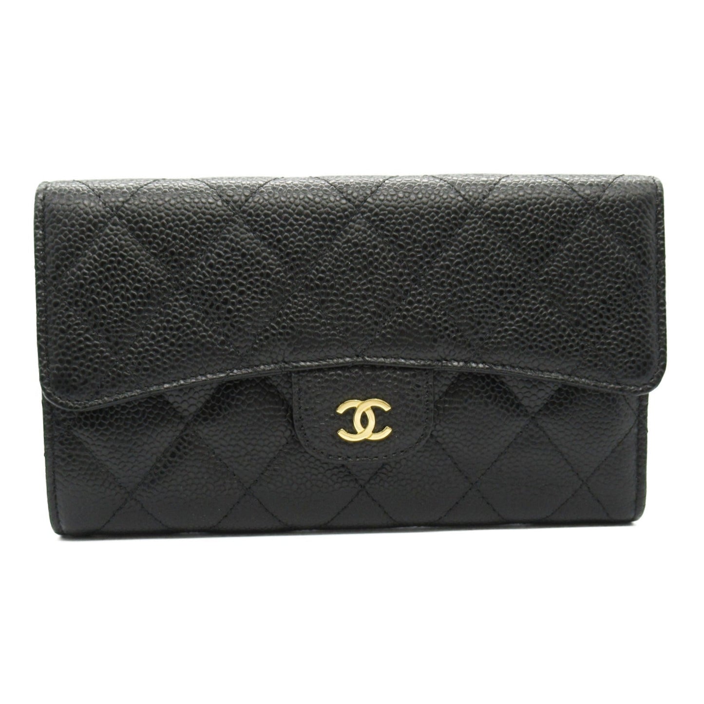 Chanel Caviar Skin Trifold Long Wallet