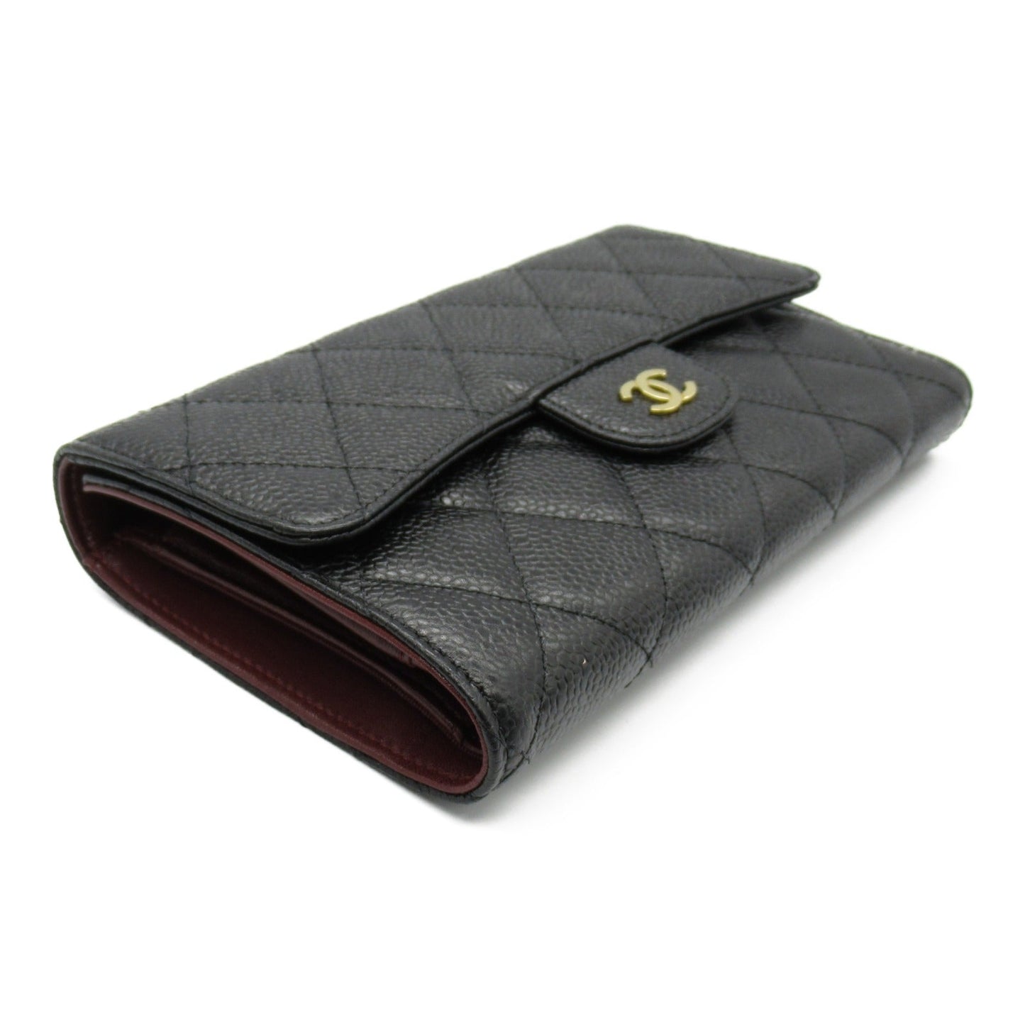 Chanel Caviar Skin Trifold Long Wallet