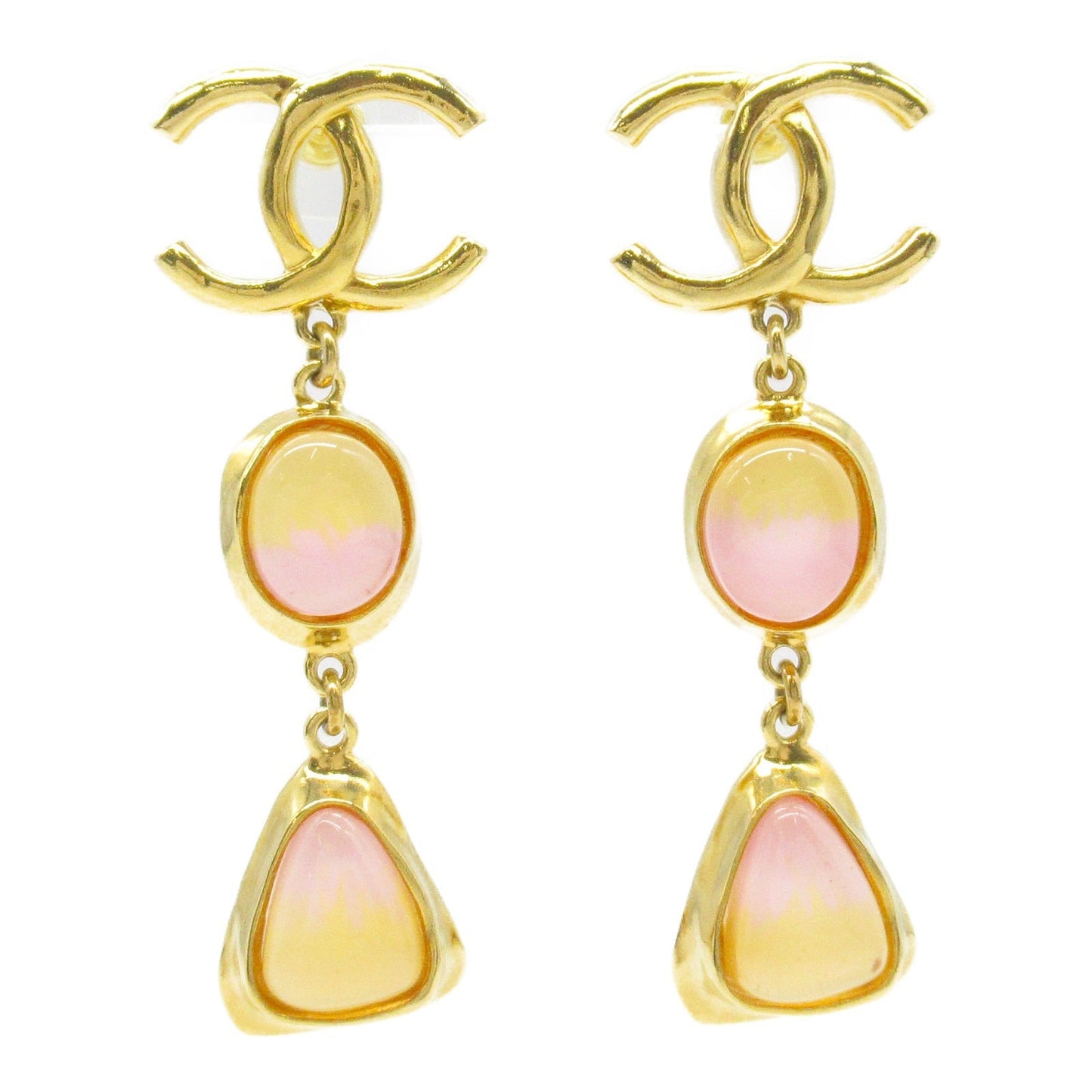Chanel Gold Plated Stone Earrings ABA136