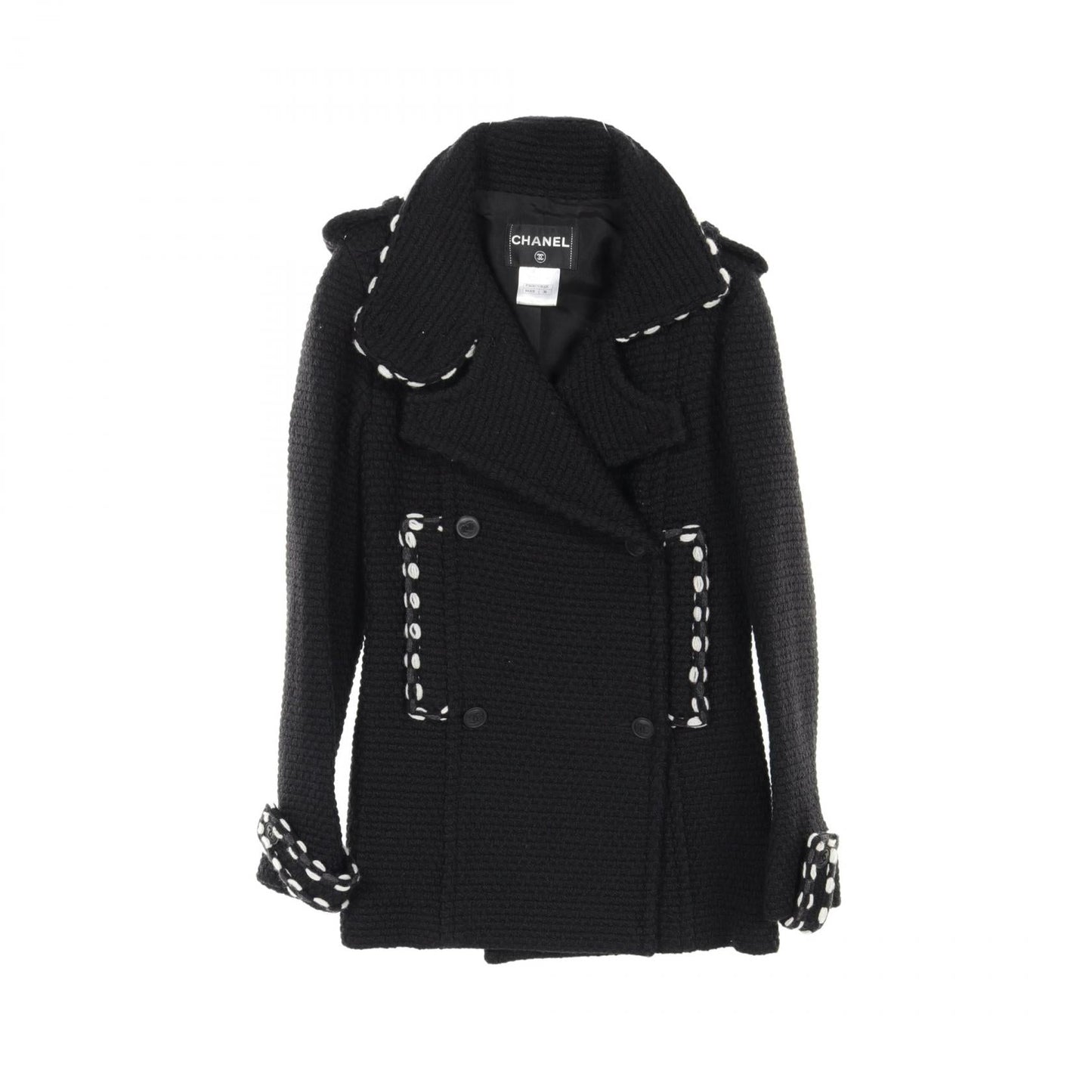 Chanel Wool Peacoat Coco Mark Button