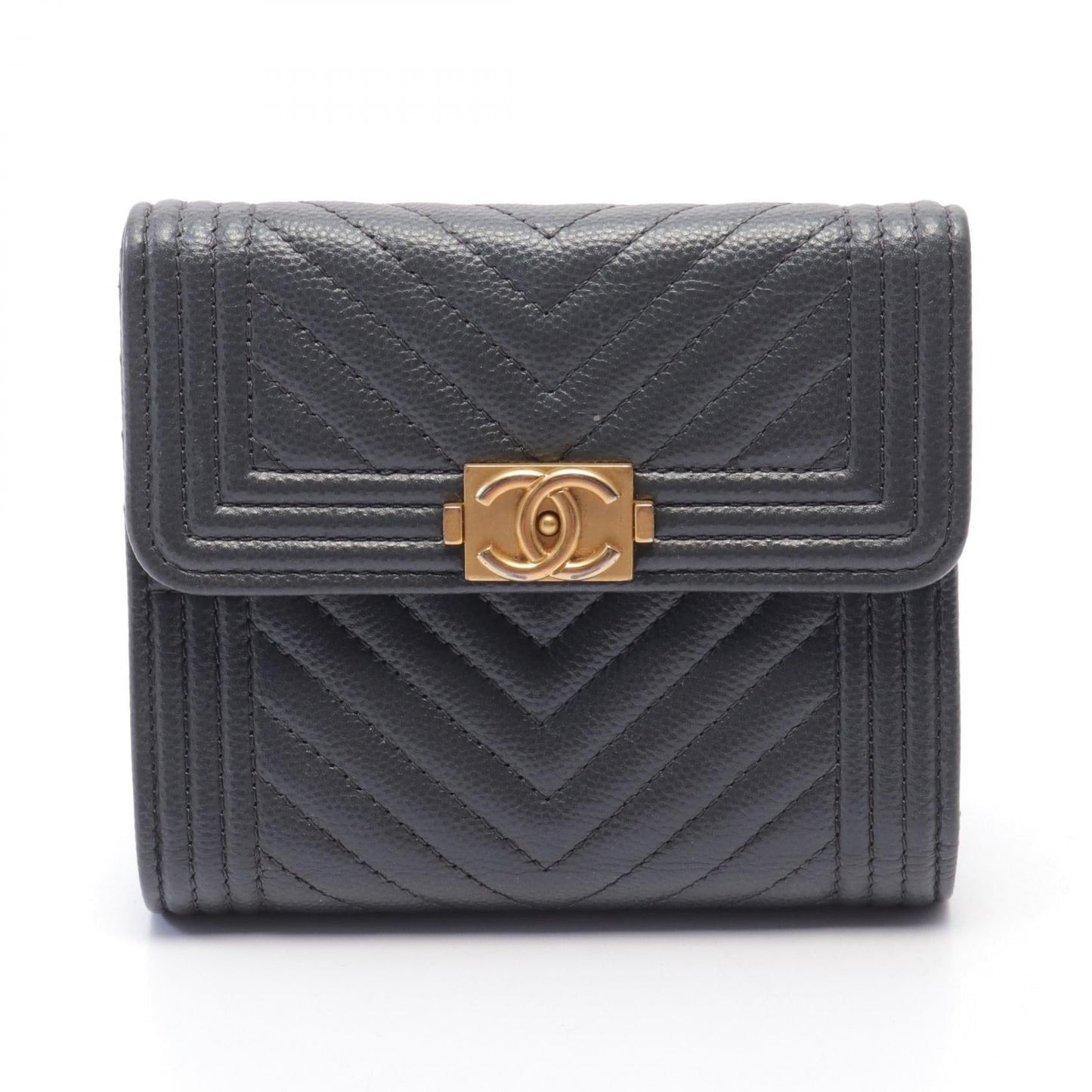 Chanel Boy Chanel Mini Wallet Leather Short Wallet A84432 in New Condition