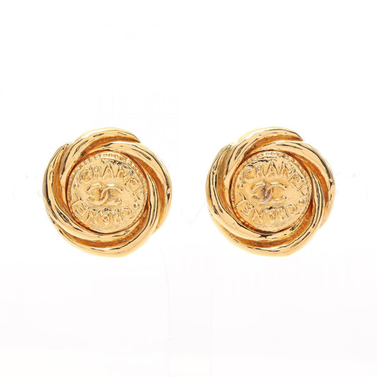 Chanel Coco Mark Earrings Gold GP 93P