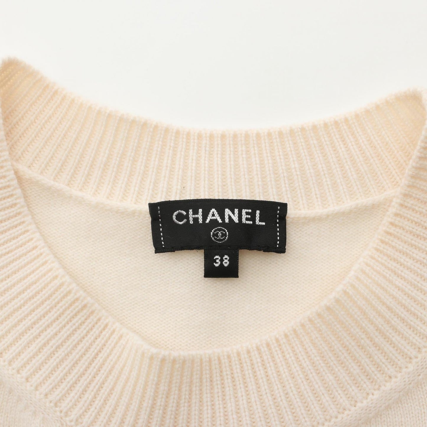 Chanel LA PAUSA Cashmere Knit Top Ivory/Blue/Red