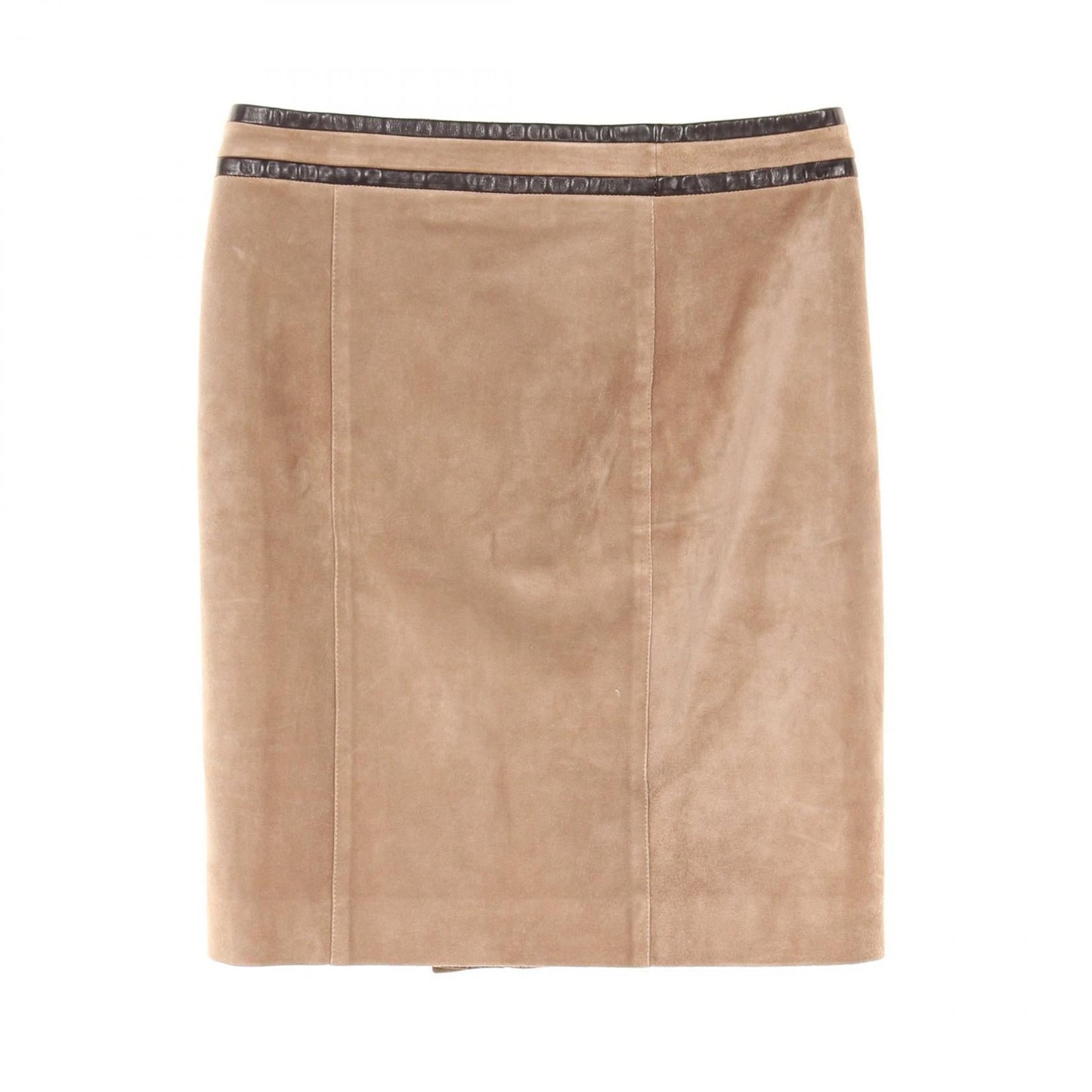 Luxury Gucci Trending 2025 Suede Leather Skirt Beige/Brown
