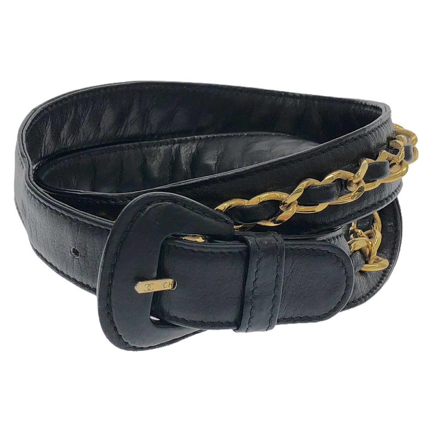 Chanel Leather Chain Belt Black