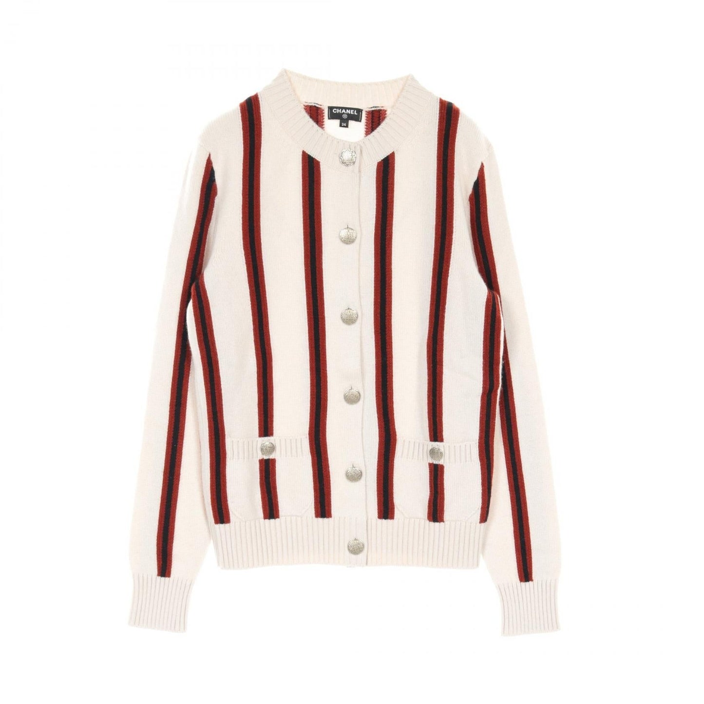 Chanel Cashmere Cardigan Ivory/Black/Brown