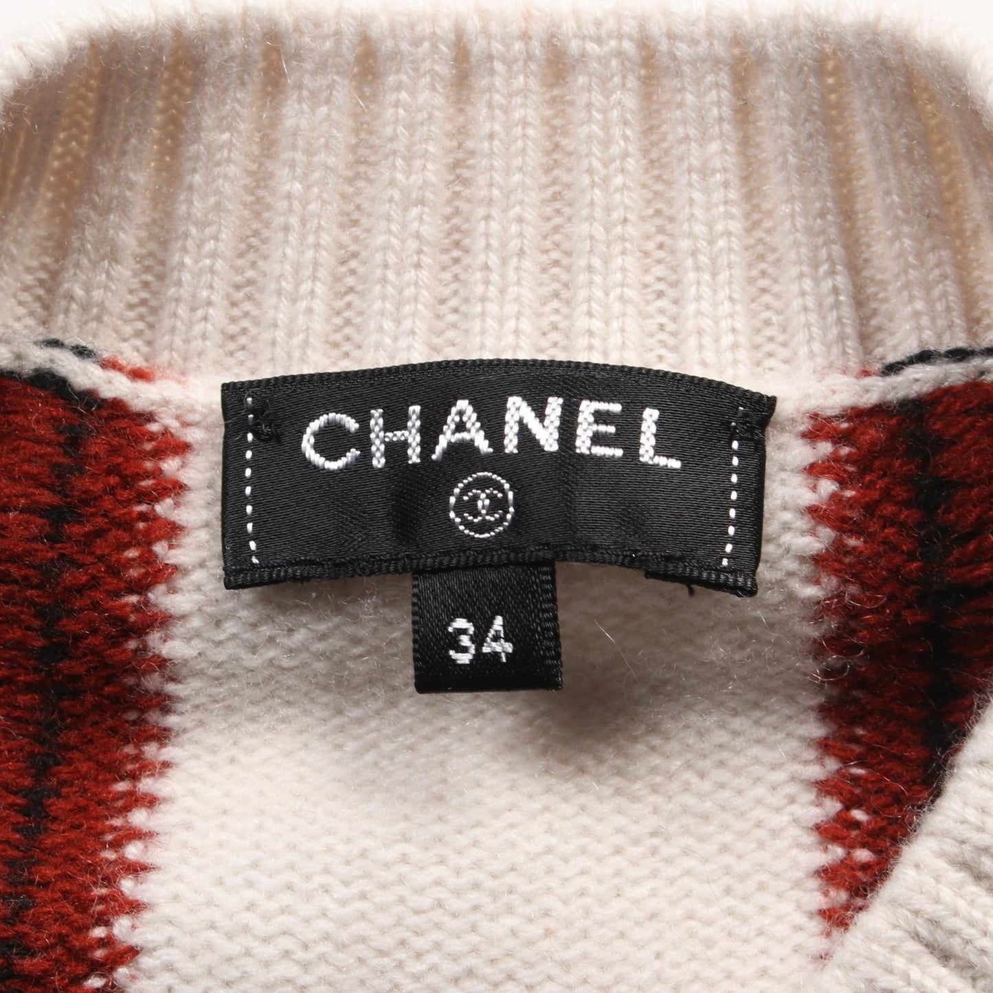 Chanel Cashmere Cardigan Ivory/Black/Brown