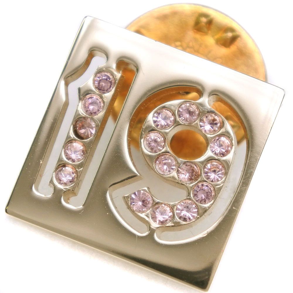 Chanel No.19 Gold Plated Rhinestone Brooch
