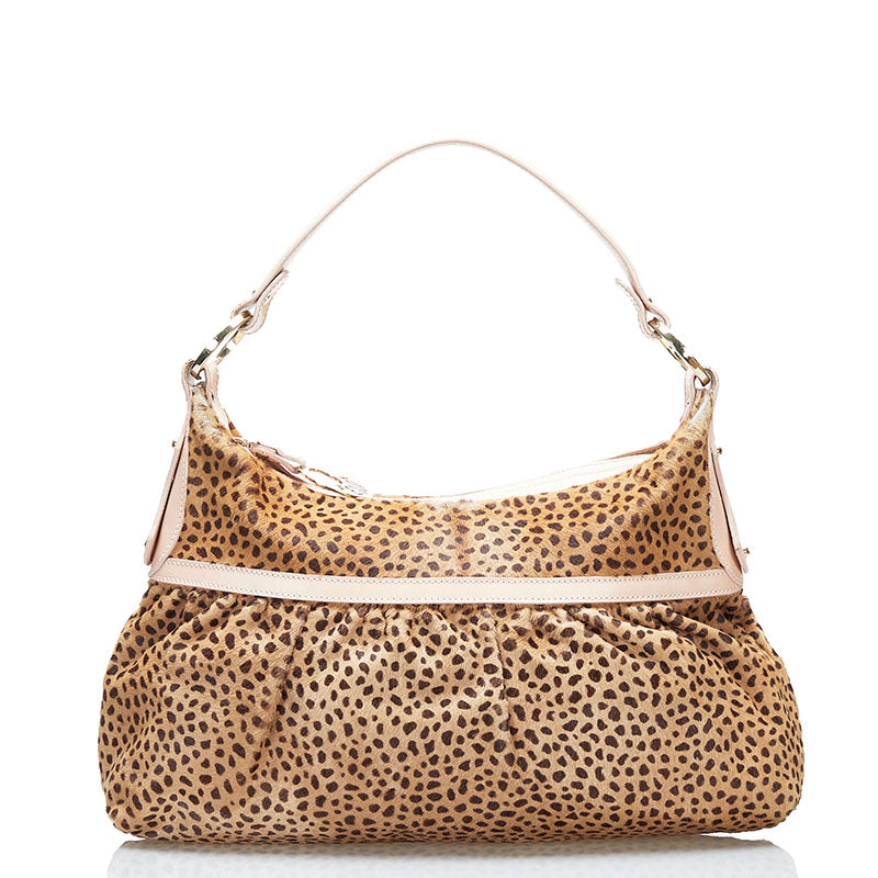 Luxury FendiLeopard Leather Shoulder Bag - '10s