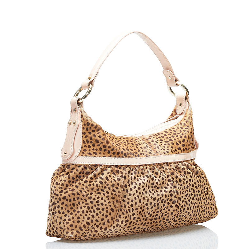 Luxury FendiLeopard Leather Shoulder Bag - '10s