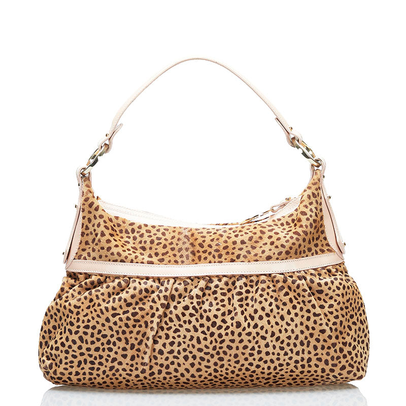 Luxury FendiLeopard Leather Shoulder Bag - '10s