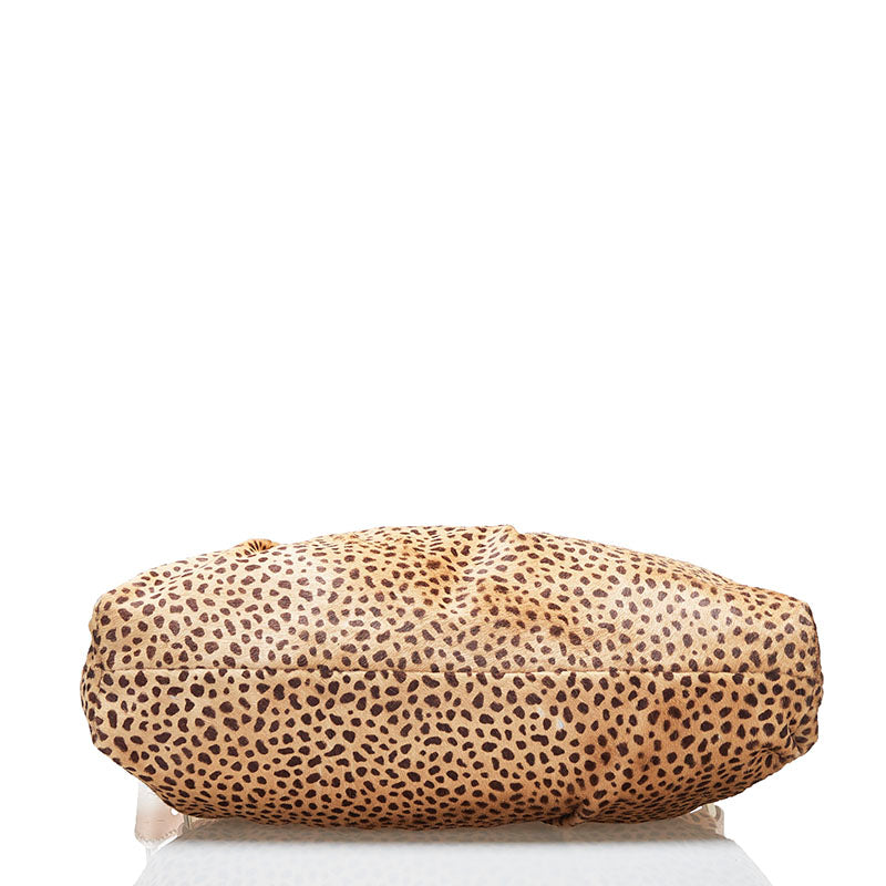 Luxury FendiLeopard Leather Shoulder Bag - '10s