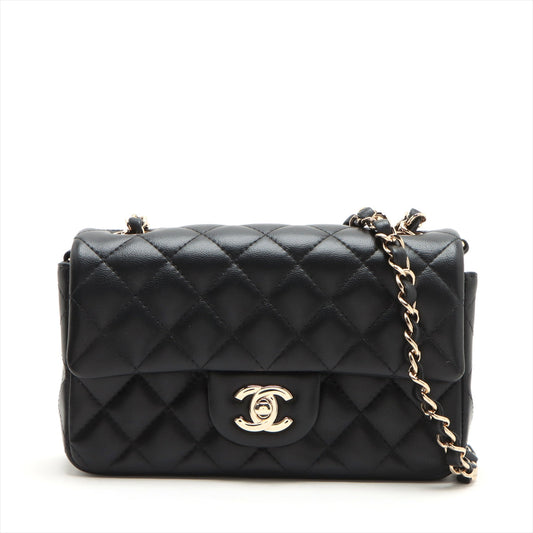 Chanel Mini Matrasse 20  Single Chain Single Chain Bag Black Silver  A69900