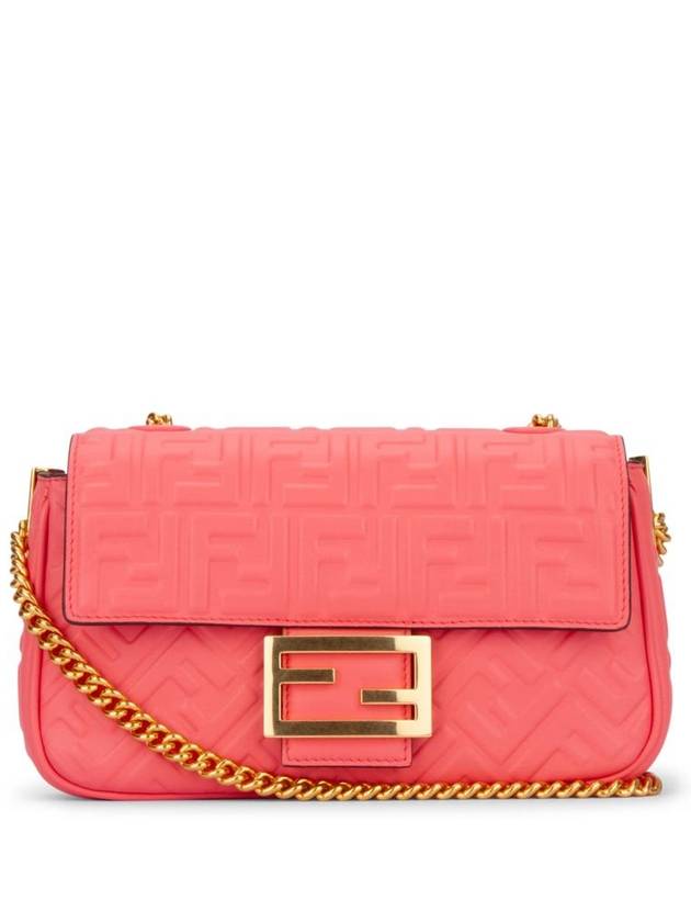 Luxury Fendi Baguette Medium Nappa Leather Chain Shoulder Bag Pink