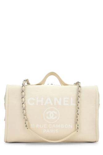 Chanel,  Beige Canvas Deauville Boston, Beige