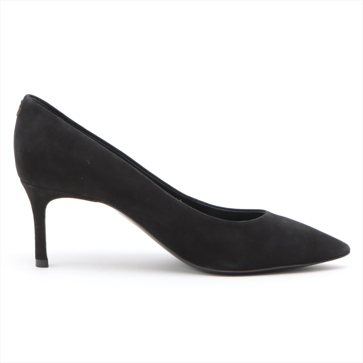 Louis Vuitton 16 Years Leather X Suede Pump 35 1/2  Black MA0126 LV Circle Logo