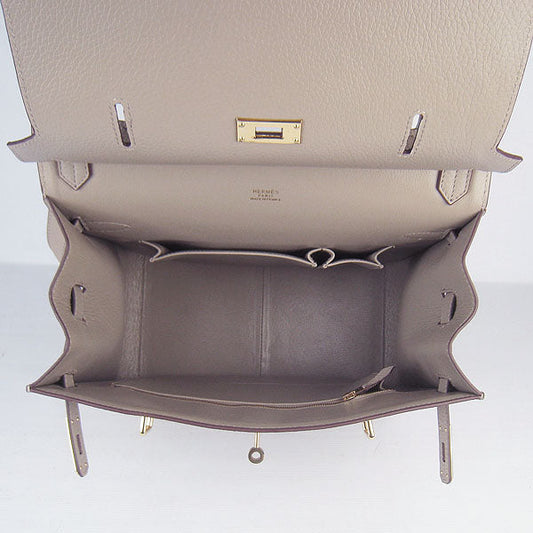 Luxury Hermes Leather Shoulder bag H6508 grey golden