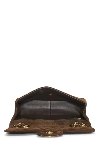 Chanel,  Brown Quilted Suede Half Flap Jumbo, Brown