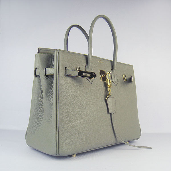 Luxury Hermes Birkin 30cm Togo Leather Handbags Dark Grey Golden