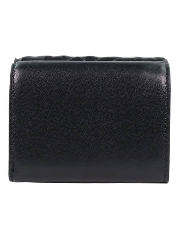 Luxury Fendi FF Baguette Flap Card Half Wallet Black