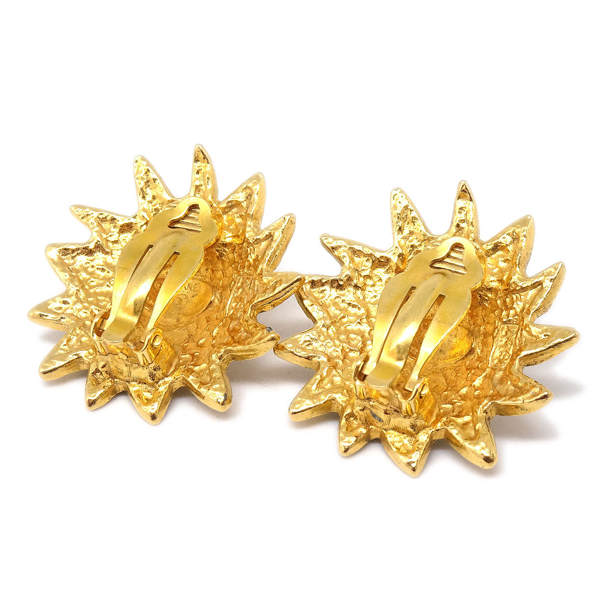 Luxury Chanel 1986-1994 Lion Earrings Clip-On Gold 2494