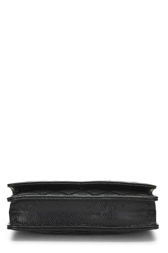 Chanel,  Black Caviar Classic Quilted Wallet On Chain (WOC), Black