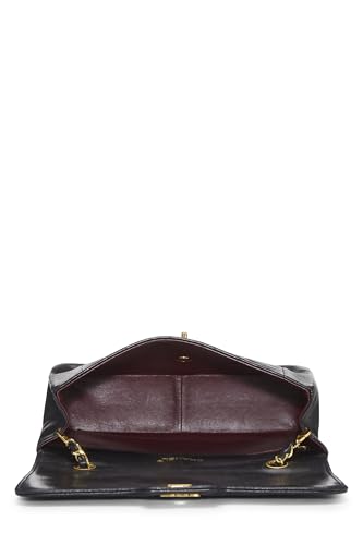 Chanel,  Black Lambskin Border Flap Medium, Black